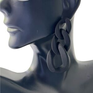 Acrylic Matte Black Chain Drop Earrings
